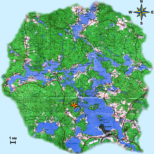 Ссылка на большую карту Селигера и Верхневолжских озер (8 Mb). На карте подписаны названия всех плесов Селигера, внутренних озер острова Хачин, приведены схемы г. Осташков и многое другое.